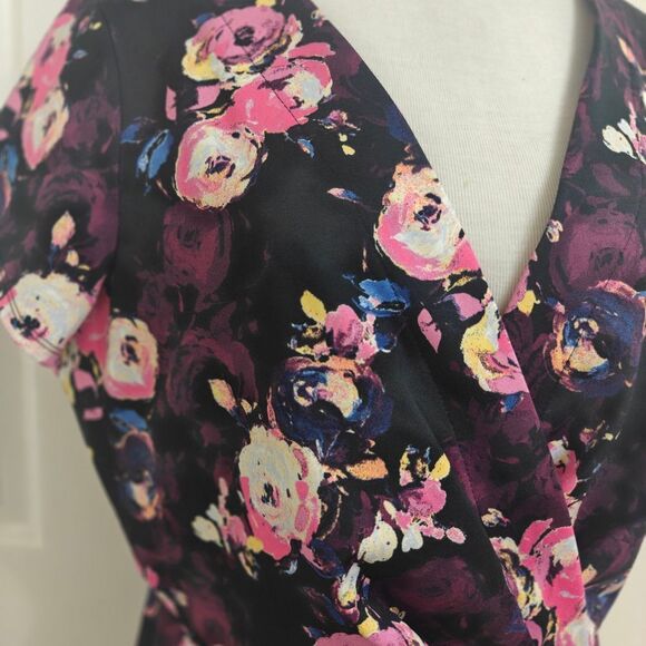 ASOS Dark Floral Wrap Blouse - Picture 2 of 4